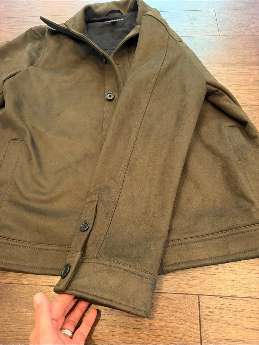 Banana Republic Men's Green Button-Front Faux Suede Jacket - Large - C11-650